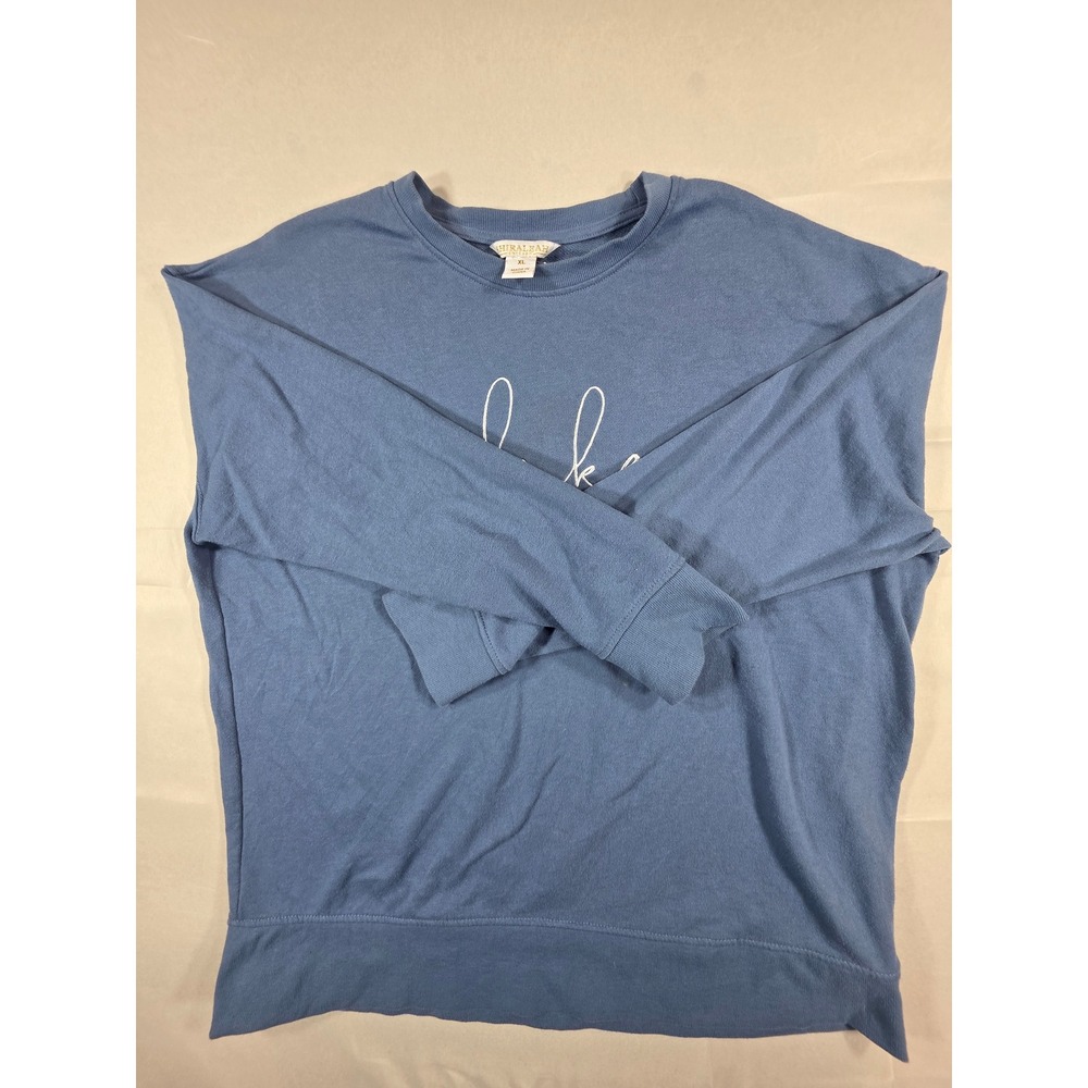 Shiraleah Chicago Lake Weekend Blue Chenille Embroidered Sweatshirt XL - Picture 3 of 7